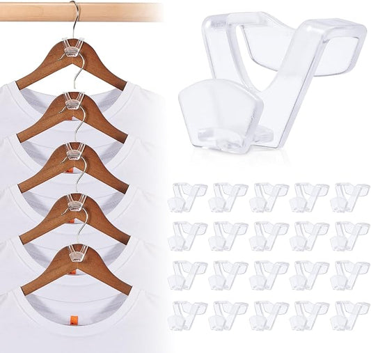 HOUSE DAY Closet Organizers and Storage, College Dorm Room Essentials - 60 Pack Clear Clothes Hanger Connector Hooks, Heavy Duty Hangers Organization, Premium Space Saving Hangers