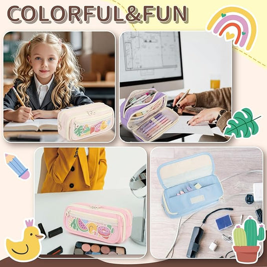 Large Capacity Pencil Case with Compartments, School Pencil Bags with Zipper, Big Storage Pen Bag for Teen Girl Boy Men Women, Adult Stationery Pen Bag for School College and Office