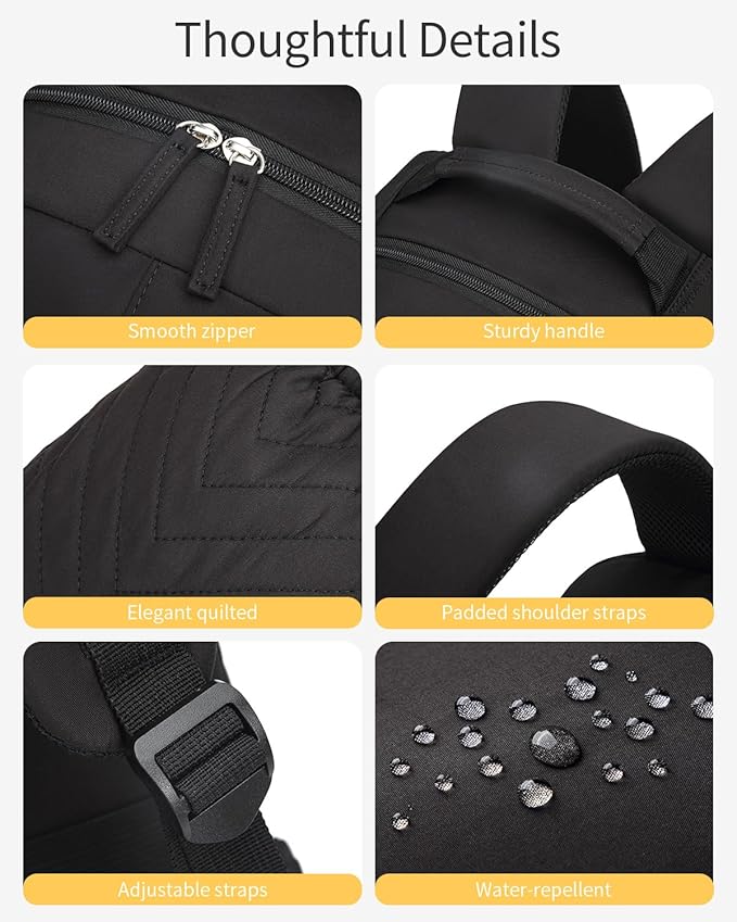 Backpack for Girls, Schoolbag for Middle School High School, 15.6in Laptop Backpack Bookbag for College Women Big Student Travel, Black