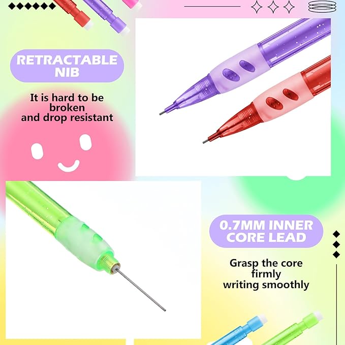250 Pcs Mini Mechanical Pencils Automatic Pencils with Erasers 0.7 mm Small Point for Writing Drawing Sketching Home Office School Supplies