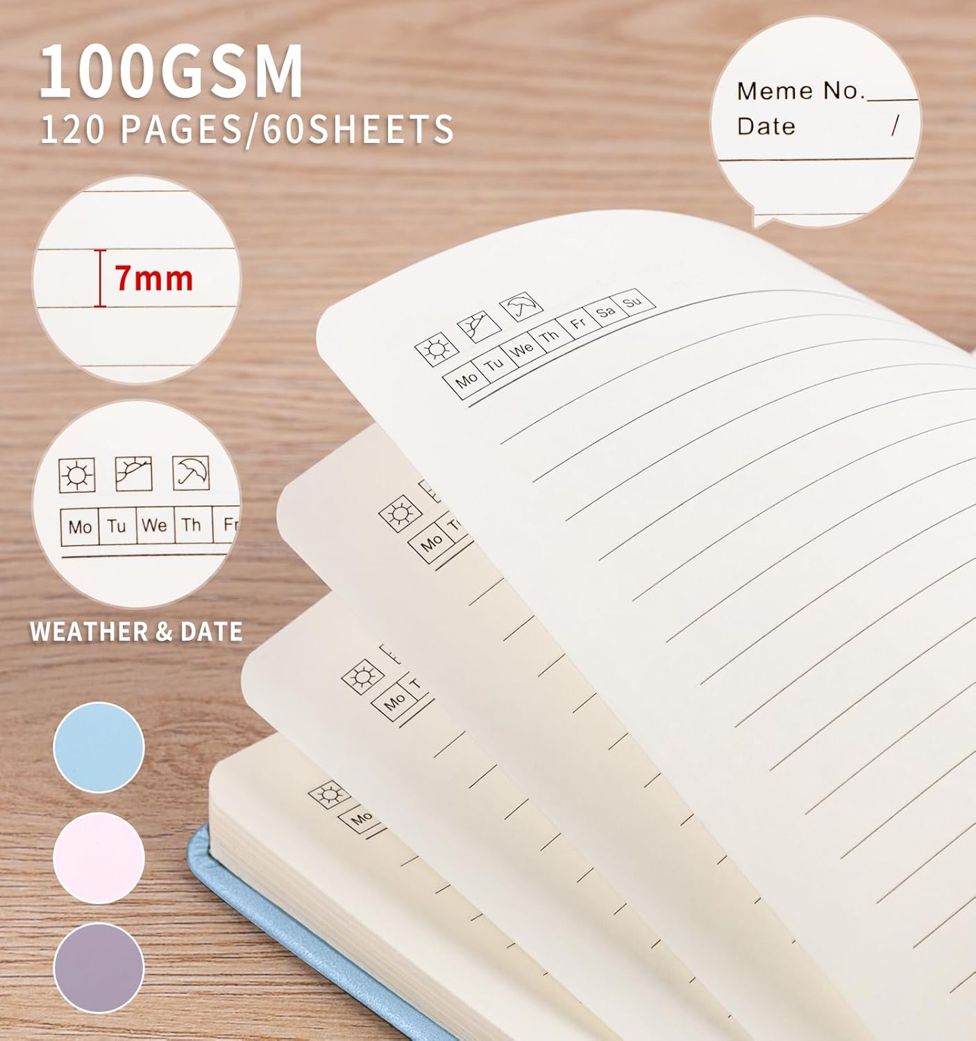 3 Pack Pocket Journaling Notebooks, A6 Small Notebook For Note Taking Journaling Notebooks Journals For Writing Mini Note Pads With Pen Holder 120 Pages 100 GSM Thick Paper