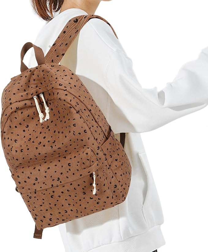 School Backpack for Teens Large Corduroy Bookbag Lightweight 15.6 inch Laptop Bag for Girls Women Casual High School College