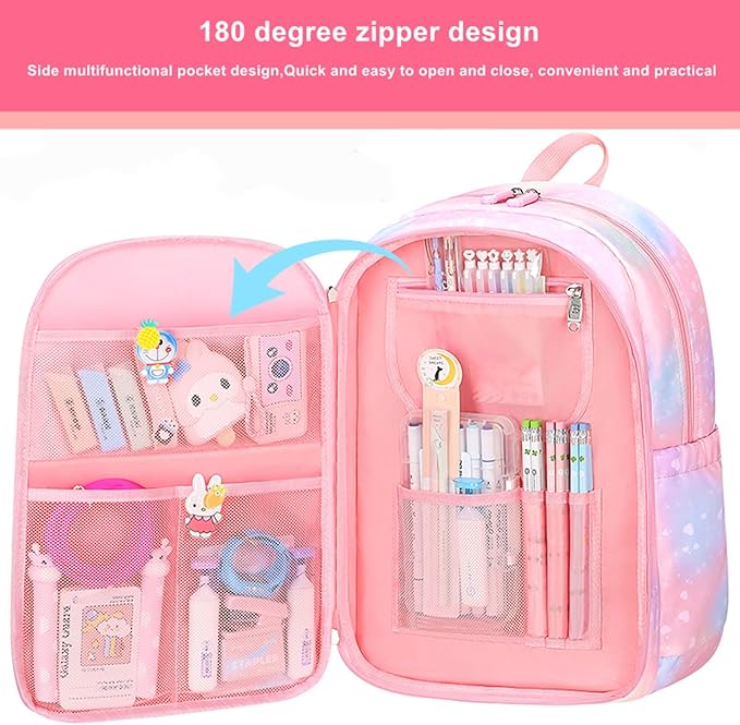 Girls Backpack, Kids Backpack for Girls with Compartments Elementary School Bag,School Backpack for Girls (Pink)