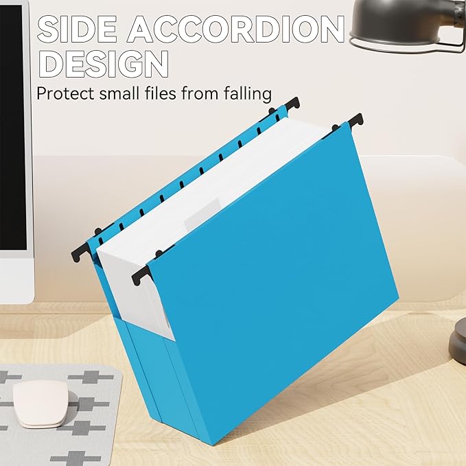 Plastic Expandable Hanging File Folder Letter Size,Heavy Duty 3 Inch Expansion,6 Pack Extra Capacity Hanging Folders,Accordian Pocket,Adjustable Tabs,Hanging Organizer for Bulky Files-Colored