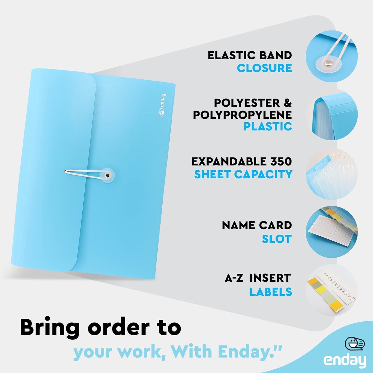 Accordion File Organizer 13 Pocket Expanding File Folder with Labels, Accordion File Organizer Letter Size Letter A4 Paper for Receipts, Bills and Documents 13" x 9.5” –by Enday