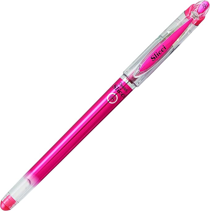 Pentel Arts Slicci Metallic 0.8 mm Needle Tip Gel Pen, Metallic Red Ink, Box of 12 (BG208-MB)