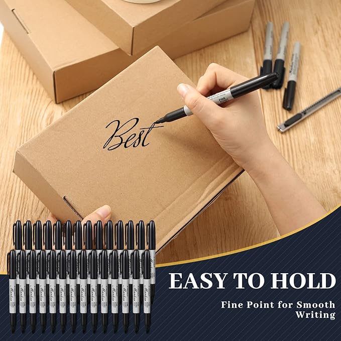 Thenshop 500 Pack Permanent Markers Bulk Black Permanent Marker Set Fine Point Pens Work on Wood, Metal, Stone, Glass