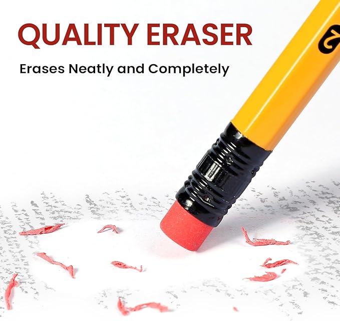 Wood-Cased #2 Pencils with Erasers, 1000 Pack Pre-sharpened Pencil, HB Lead, Bulk Yellow Pencils for School Teacher Supplies, Writing, Sketching and Drawing