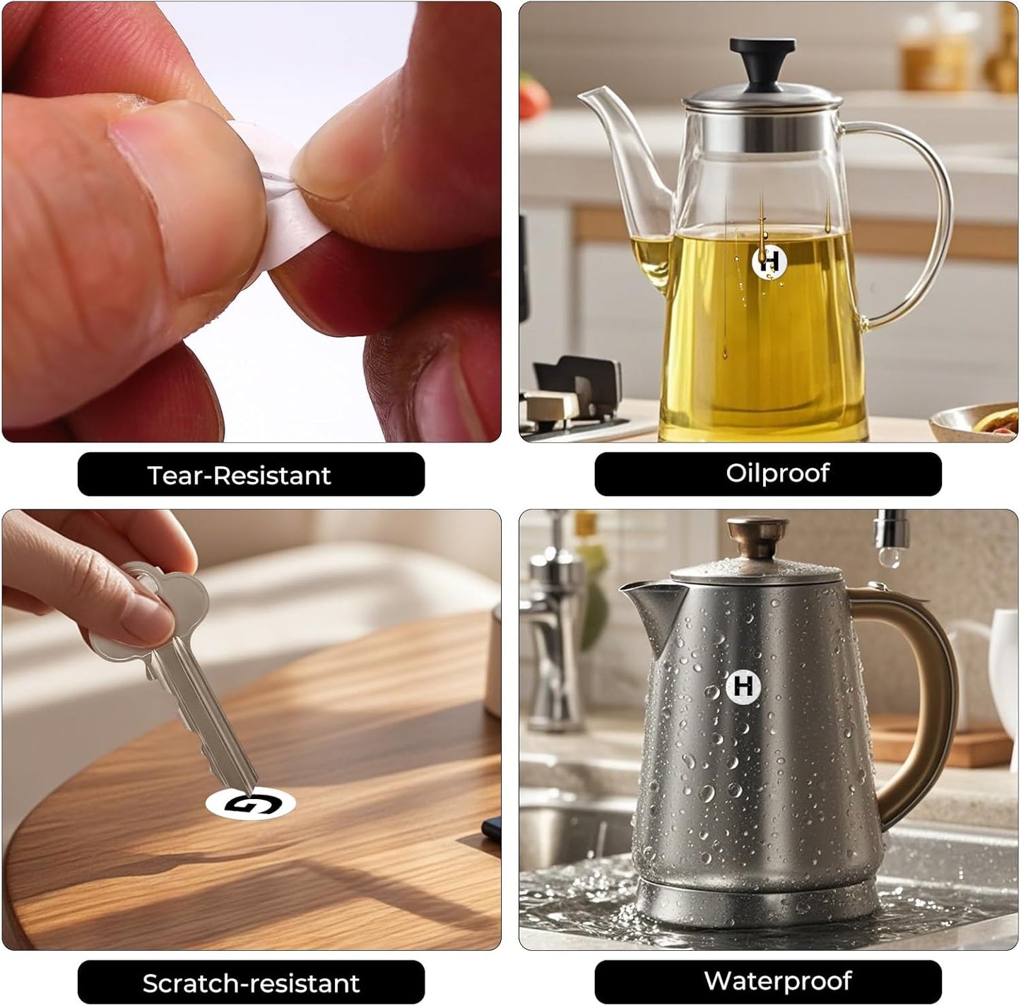 Letter H Round Labels 0.5 Inch Vinyl Circle Capital Alphabet Stickers Self-Adhesive Removable Waterproof Dots Tags for Home Office Inventory 1000 PCS