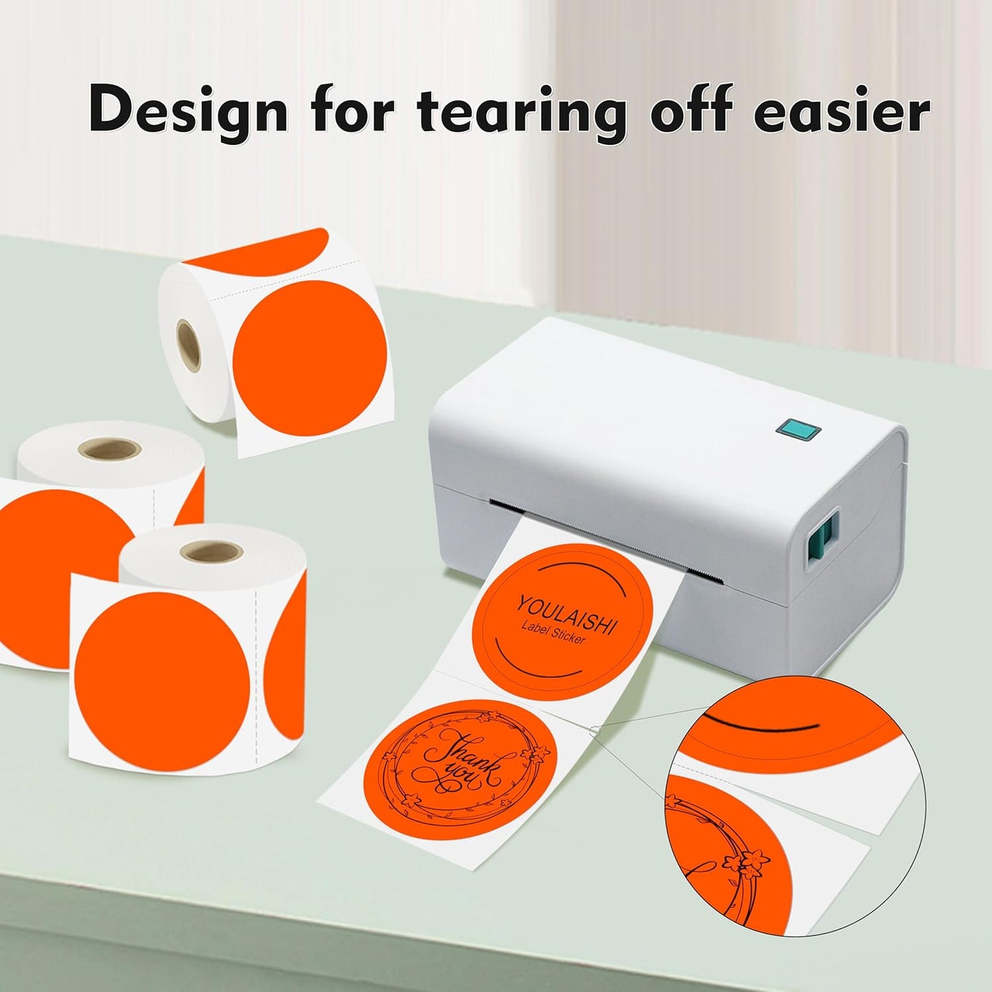 3 X 3 Inch Color Coding Dot Labels Circle Thermal Printable Waterproof 2000 Pcs Round Stickers Adhesive Writable for Office, Home, Garage, DIY Sticker, Barcodes, Name Tag, Fluorescent Orange