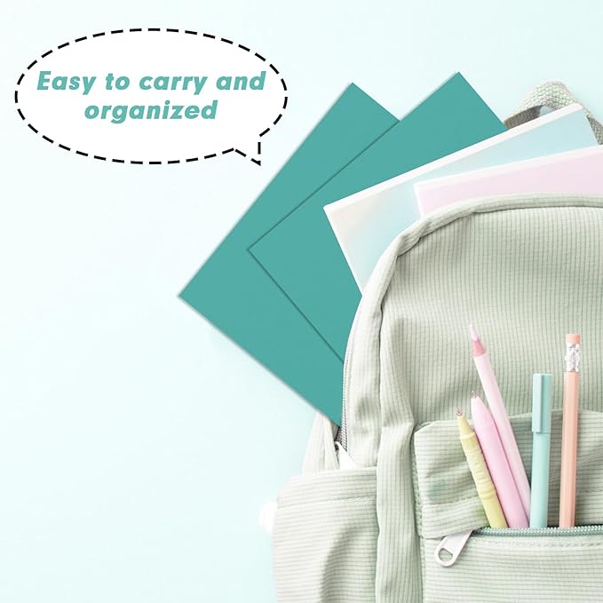 Two Pocket Folders, RAZCC 75 Pack 2 Pocket Folders Fit Letter Size Paper, Paper Folders with Pockets for School Office Business Home, Turquoise