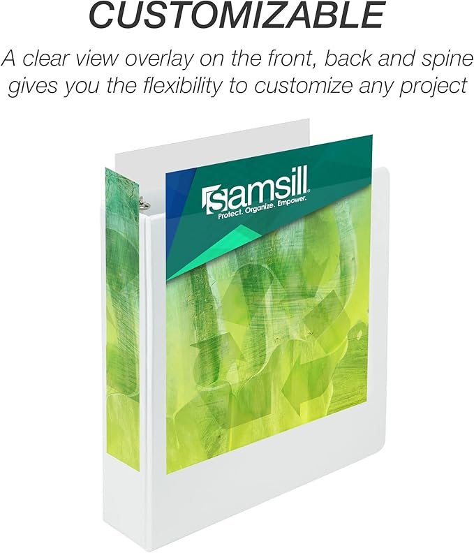 Samsill Plant-Based 3 Inch Durable Round Ring, Made in USA, View Binder, Eco-Friendly, USDA Certified Biobased, Single, White