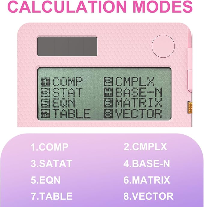 Scientific Calculators, Rudnia Pink Calculator with Alarm Clock, 417 Functions and Type-C Rechargeable, Ideal for Middle High School Students and Teachers (Pink)