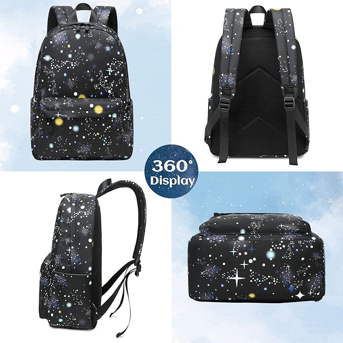 Lohol Galaxy Backpack for School Travel, Lightweight BookBag for Girls Kids
