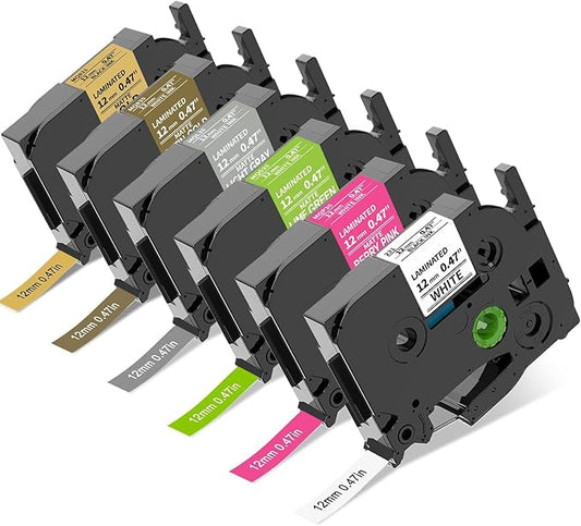 COLORTY Replacement for Brother P-Touch Label Maker Tape TZe 12mm 0.47 Laminated Compatible with Brother P Touch Label Maker PT-D210 PT-H110 PT-D400AD PT-P710BT TZe-231 Pastel Tape Cassette, 6 Pack