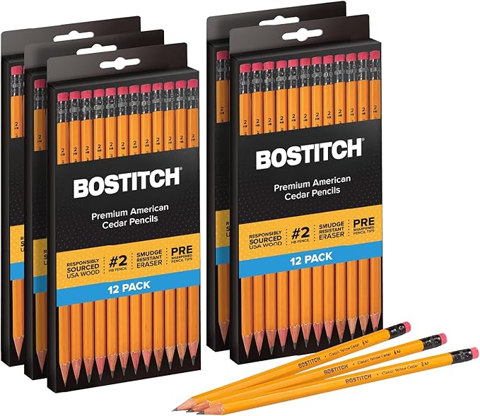 Bostitch Premium American Cedar Pencils, 60 Count