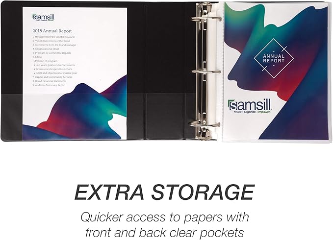 Samsill Durable 3 Inch Binder, Made in the USA, Round Ring Customizable Clear View Binder, Black, 4 Pack (MP48480)