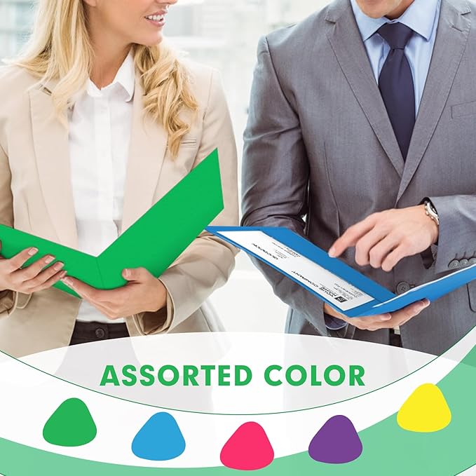 Two Pocket Folders, PANDRI 160 Pack 2 Pocket Folders, Letter Size Paper File Folder for School Office Home Business, Assorted 5 Colors