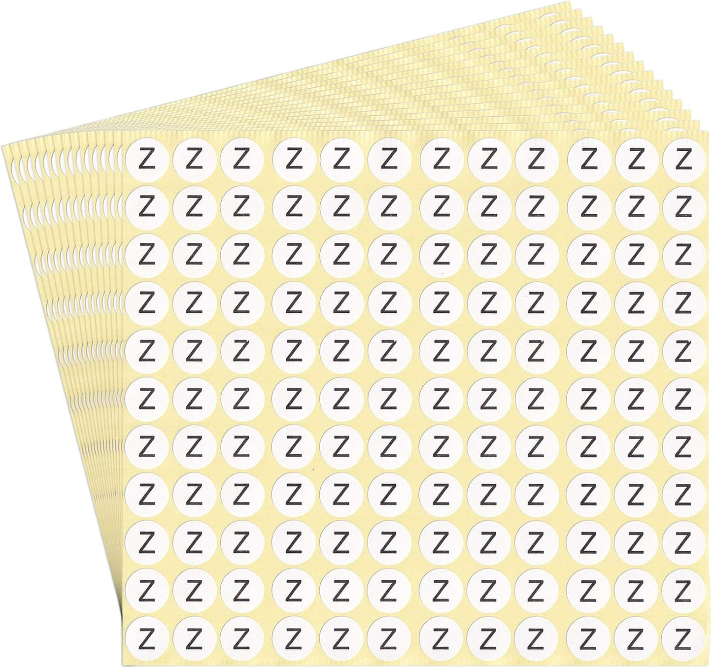 dealzEpic - Alphabet Stickers of The Letter Z - Small Round Paper Self-Adhesive Peel and Stick Letter Labels - Set of 15 Sheets