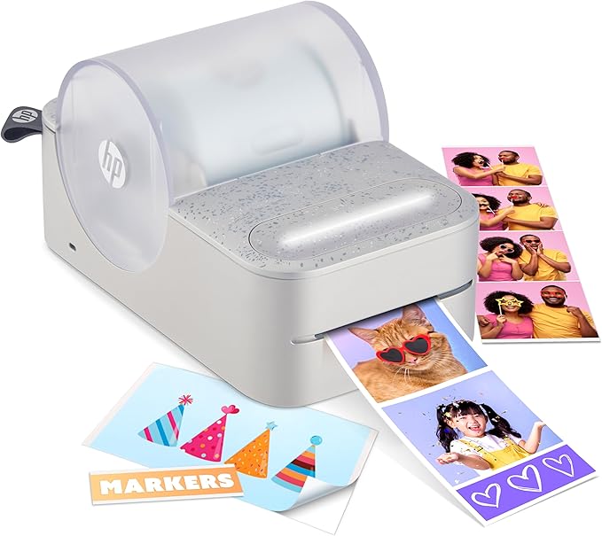 HP Sprocket Panorama Instant Color Label & Smartphone Photo Printer - Portable - Personalize Prints 2” x .5”- 9” on Zink Sticky-Back Photos - Create Photobooth Strips & Custom Designs in App - Grey
