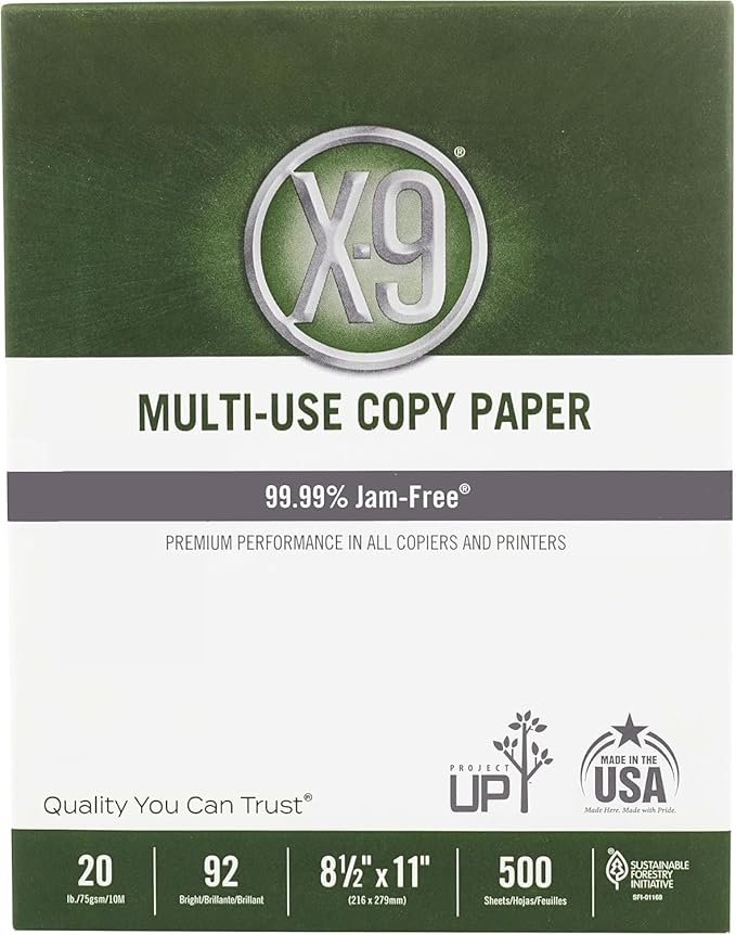 (8.5"" x 11"" Letter) - X-9 Multi-Use Print & Copy Paper, White, Brightness 92, Case of 10 Reams - 5,000 Pages Total (OX9001-CTN)
