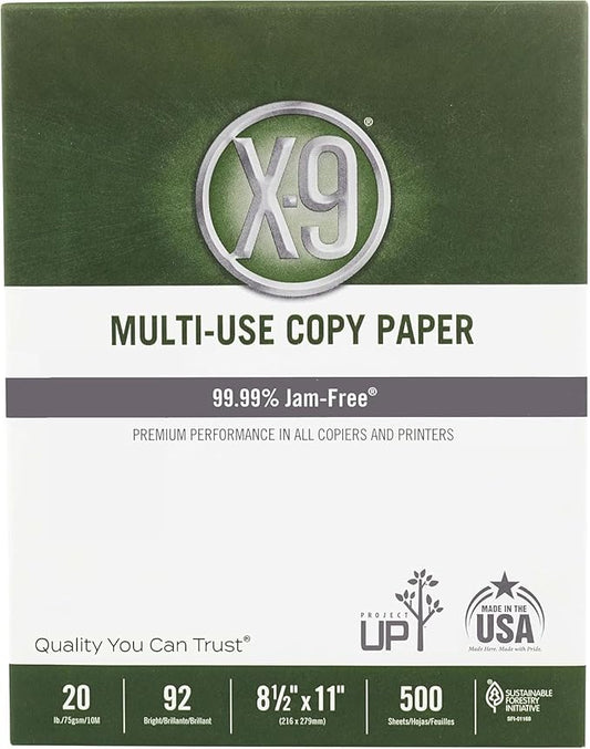 (8.5"" x 11"" Letter) - X-9 Multi-Use Print & Copy Paper, White, Brightness 92, Case of 10 Reams - 5,000 Pages Total (OX9001-CTN)