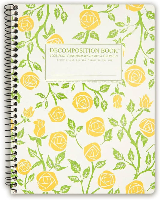 Decomposition Roses College Ruled Spiral Notebooks – 9.75 x 7.5 Journal with 160 Lined Pages – Cute Notebooks for School Supplies, Home & Office – 100% Recycled Paper – Made in USA