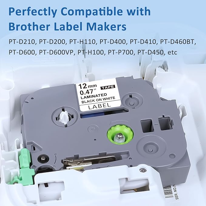Replace for Brother Label Maker Tape TZe-231 TZe231 Label Tape, 12mm 0.47 Inch Laminated White TZ Tape Refills Compatible P Touch T-D210 PT-D220 PT-D200 PT-H110, 1/2 Inch * 26.2ft, 20-Cartridges