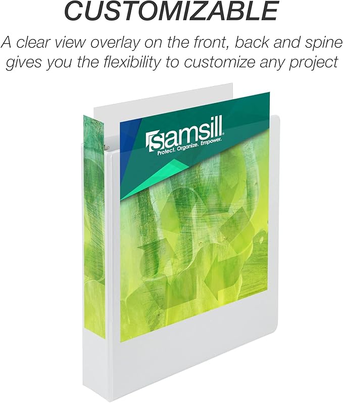 Samsill Plant-Based 1.5 Inch Durable Round Ring, Made in USA, View Binder, Eco-Friendly, USDA Certified Biobased, Single, White