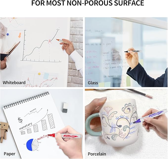 VIZ-PRO Dry Erase Markers, Chisel Tip, Assorted Colors, 12-Count Low-Odor Whiteboard Pens