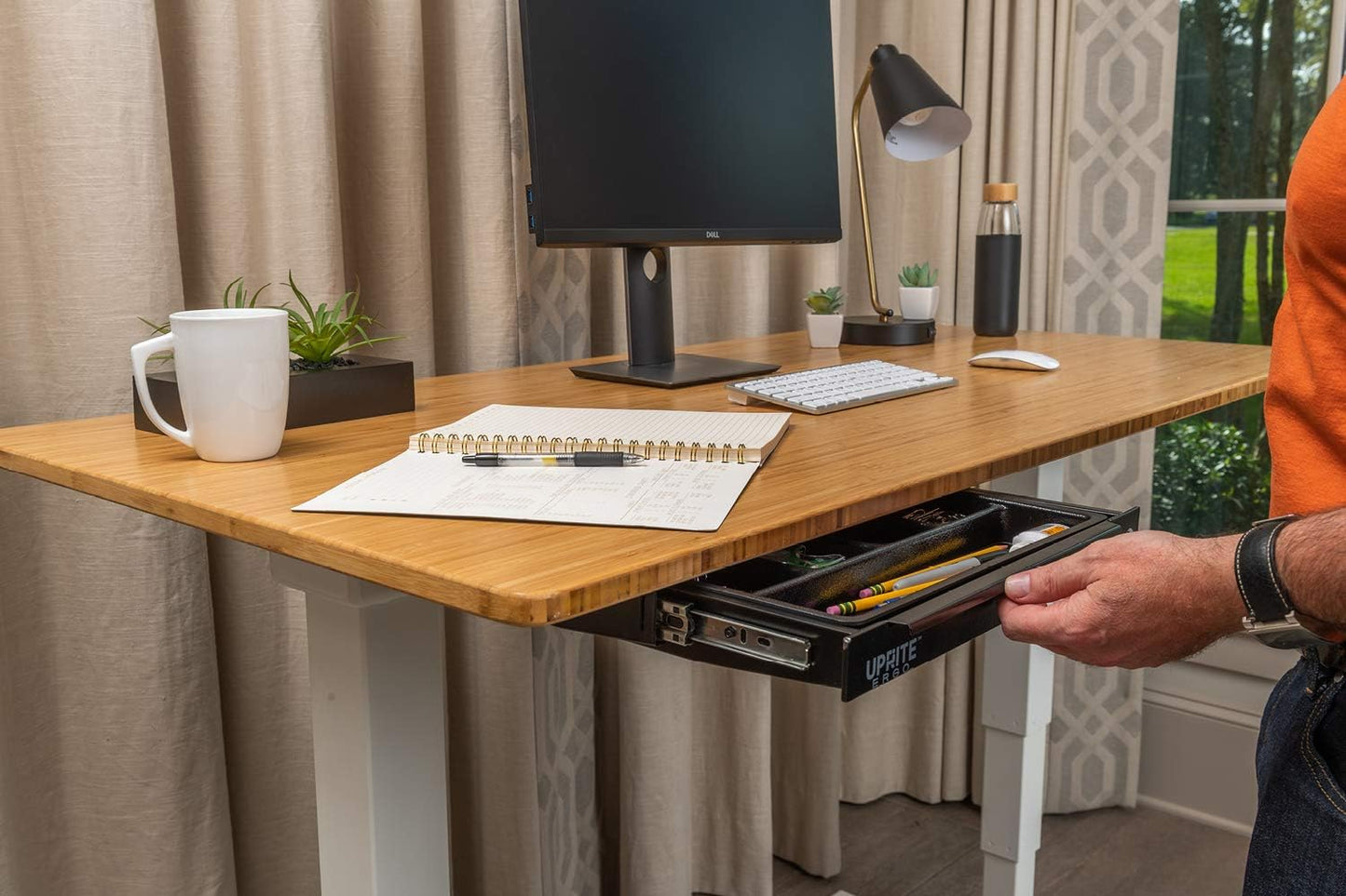 Perfect Posture Max Under Desk Storage Drawer – Large Desk Drawer with Lock for Regular & Sit-Stand Standing Desks, Black (19.5” x 9.5”)