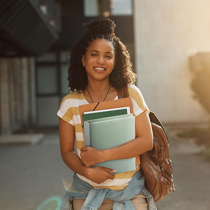 Samsill Plant-Based 3 Inch Durable D-Ring, Made in USA, View Binder, Eco-Friendly, USDA Certified Biobased, 4 Pack, Boho Assortment