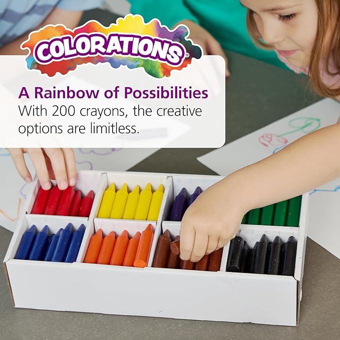 Colorations Chubby Crayons for Kids Set of 200 Rainbow Crayons Classroom Supplies (2-11/16"L x 9/16"Dia), Yellow