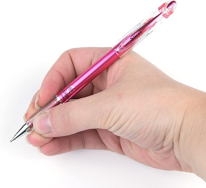 Pentel Arts Slicci Metallic 0.8 mm Needle Tip Gel Pen, Metallic Red Ink, Box of 12 (BG208-MB)