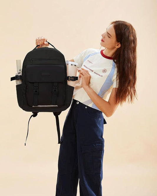 LOVEVOOK School Backpack for Teen Girls，Casual School Backpack 14-18 Teenage 15.6 Inch Laptop Bookbag, Cute Big Student Laptop Backpack for College Women Middle High School Travel Daypack, black