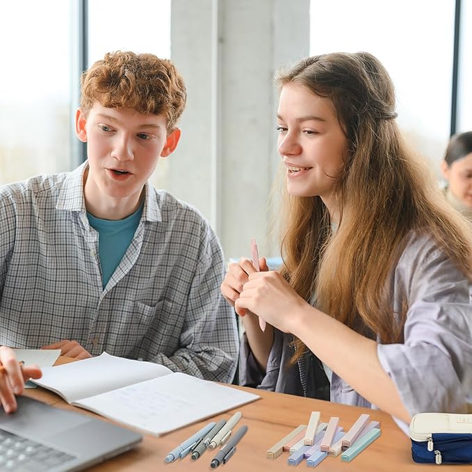 Henoyso 18 Set Aesthetic Bible Study Supplies Include Big Capacity Pen Bag with Zipper 12 Pcs Chisel Tip Bible Highlighters 5 Pcs Quick Dry Retractable Black Ink Pens for Office(Navy Blue)