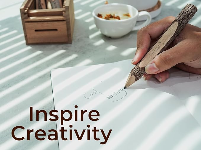 BSIRI Pencil Wood Favors of Graphite Wooden Tree Rustic Twig Pencils Birch of 12 Camping Lumberjack Decorations Party Supplies Novelty Gifts Bark Pencils Gifts (5 Inch Personalized)