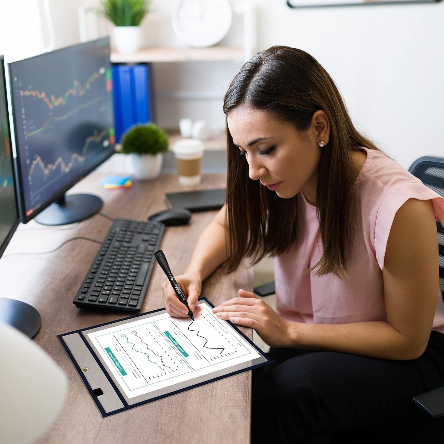 SCRIBBLEDO Job Ticket Holders 9x12 50 Pack Black Dry Erase Plastic Sleeves Heavy Duty Clear Sheet Protectors Waterproof and Tear-Resistant Pockets Ideal for Shop Tickets Work Orders and Classroom Use