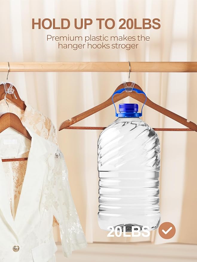 HOUSE DAY Closet Organizers and Storage, College Dorm Room Essentials - 60 Pack Clear Clothes Hanger Connector Hooks, Heavy Duty Hangers Organization, Premium Space Saving Hangers