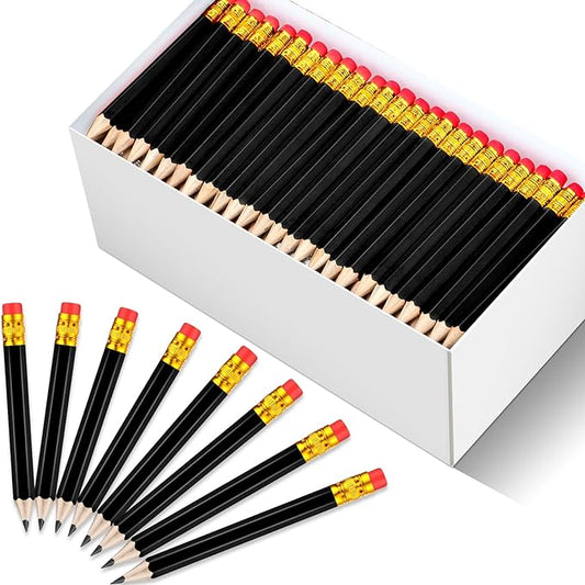 Chivao 288 Pieces Golf Mini Pencils Bulk with Eraser #2 HB Golf Short Pre Sharpened Pencils for Party Favors Office Supplies 4 Inch(Black)