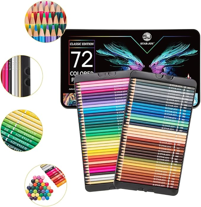 72 Colored Pencils for Adult Coloring Books, Premier Coloring Pencils Set, Quality Oil Based Colored Pencils, Holiday Gifts for Artist Drawing