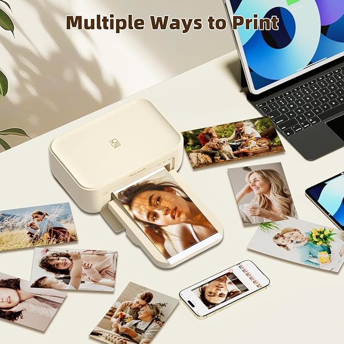 HPRT CP4100 Photo Printer - Plus 4x6 Bluetooth Instant Picture Printer with 20 Sheets & Ribbon - Wi-Fi, Premium Dye Sublimation - 300 DPI Display Resolution - Editing App for Fun, Creative Photos