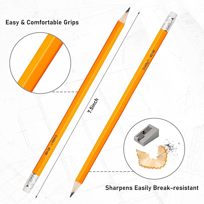 320 Pcs Wood-Cased #2 HB Pencils, Yellow, Pre-sharpened, Bulk Pack