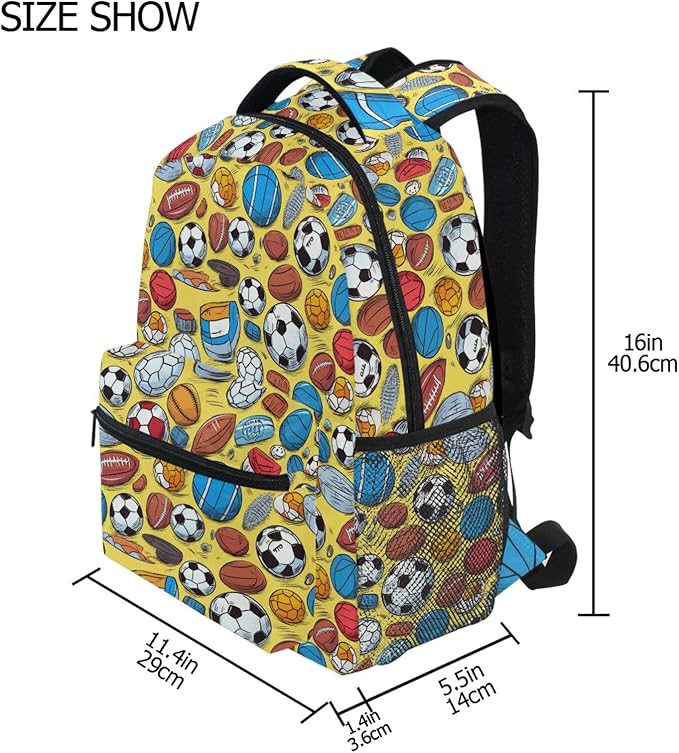 Football Backpack for School Student Laptop Travel School Bag for Boys Girls Daypack