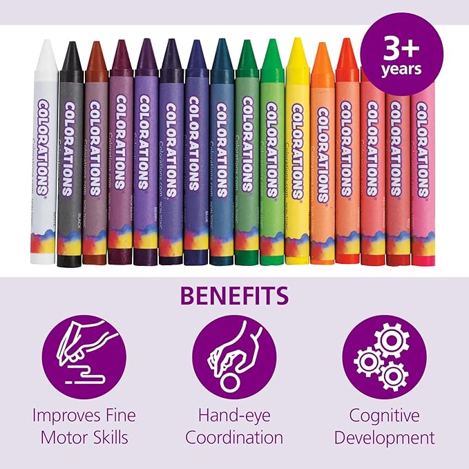 Colorations Large Crayon Classroom Pack, 400 Count, 16 Colors, Non-Toxic, Kids School Supplies - Bulk Jumbo Crayons for Toddlers, Arts and Crafts