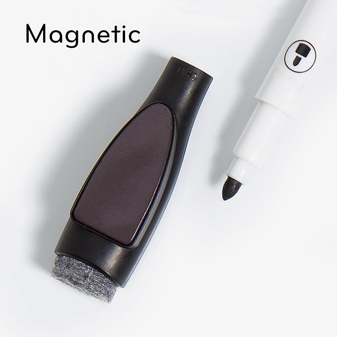 U Brands Fine Tip Dry Erase Markers with Eraser, Magnetic Double-Ended Whiteboard Markers, Low Odor, Assorted Bright Colors, Set of 12