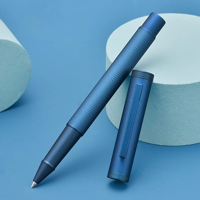 Hongdian Dark Blue Forest Rollerball Pen with Schmidt Black Ink Refill, Classic Design with Metal Case for Business Signature