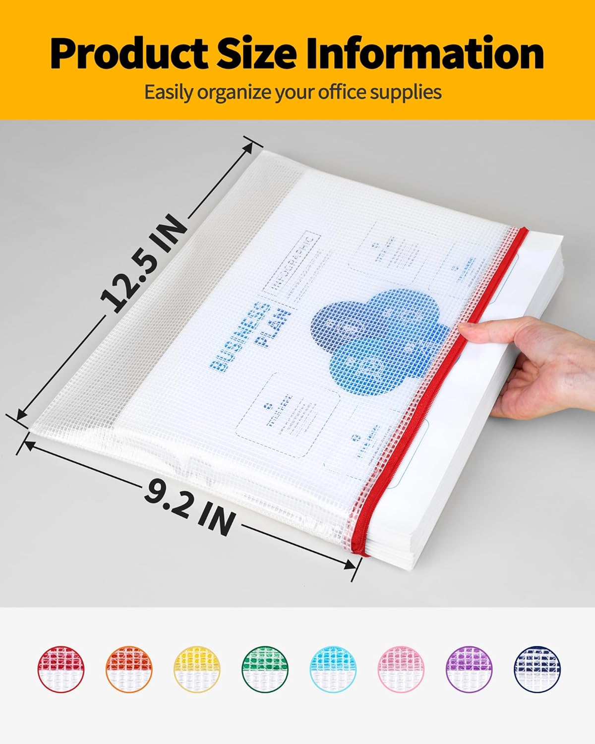 SUNEE Mesh Zipper Pouch 9.2x12.5 in (6 Colors, 24 Packs),Extra Large Water-Resistant Zip Bag for School Office Supplies, Puzzles & Games Organizing Storage