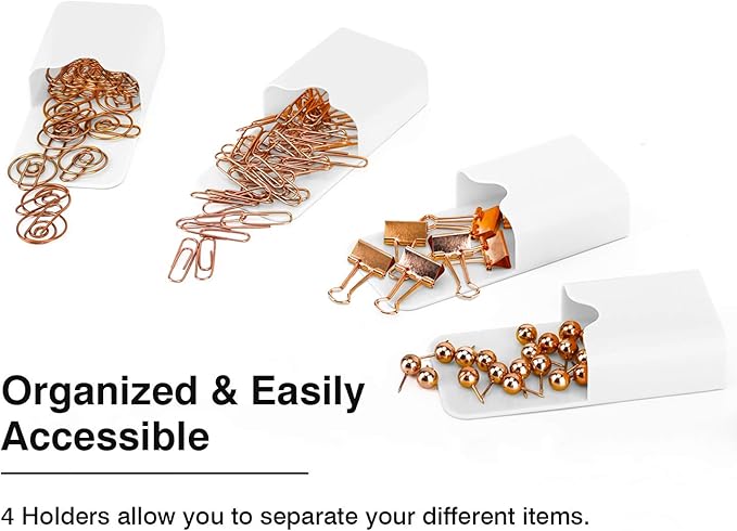 MoKo 4 Pack Magnetic Pen Holder for Whiteboard, Magnetic Dry Erase Marker Holder for Refrigerator Storage Magnetic Pencil Holder Locker Accessories for School, Office, Home - White