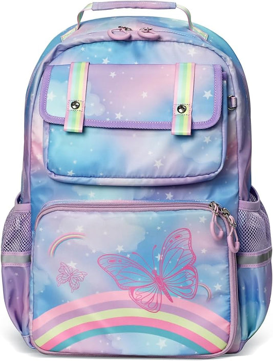 Kids Backpack - Lightweight 15” Backpack in Fun Prints for School, Travel, & Daycare, Ideal for Ages 4+, Roomy Interior, Durable & Water-Resistant Fabric, Back to School Book Bags(Rainbows)